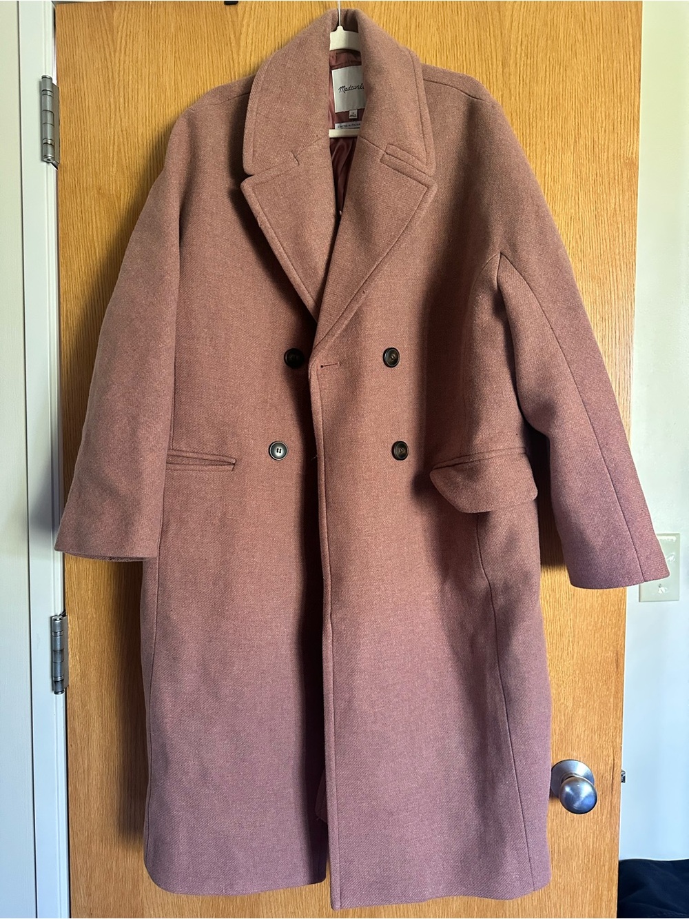Madewell Double-Breasted Pea Coat - Mauve Rose size 16
